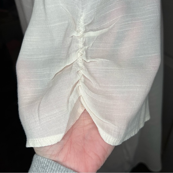 perch by Blu Pepper Short Sleeve Crochet Trim Lightweight Top Ivory Women 2XL. - Picture 4 of 7